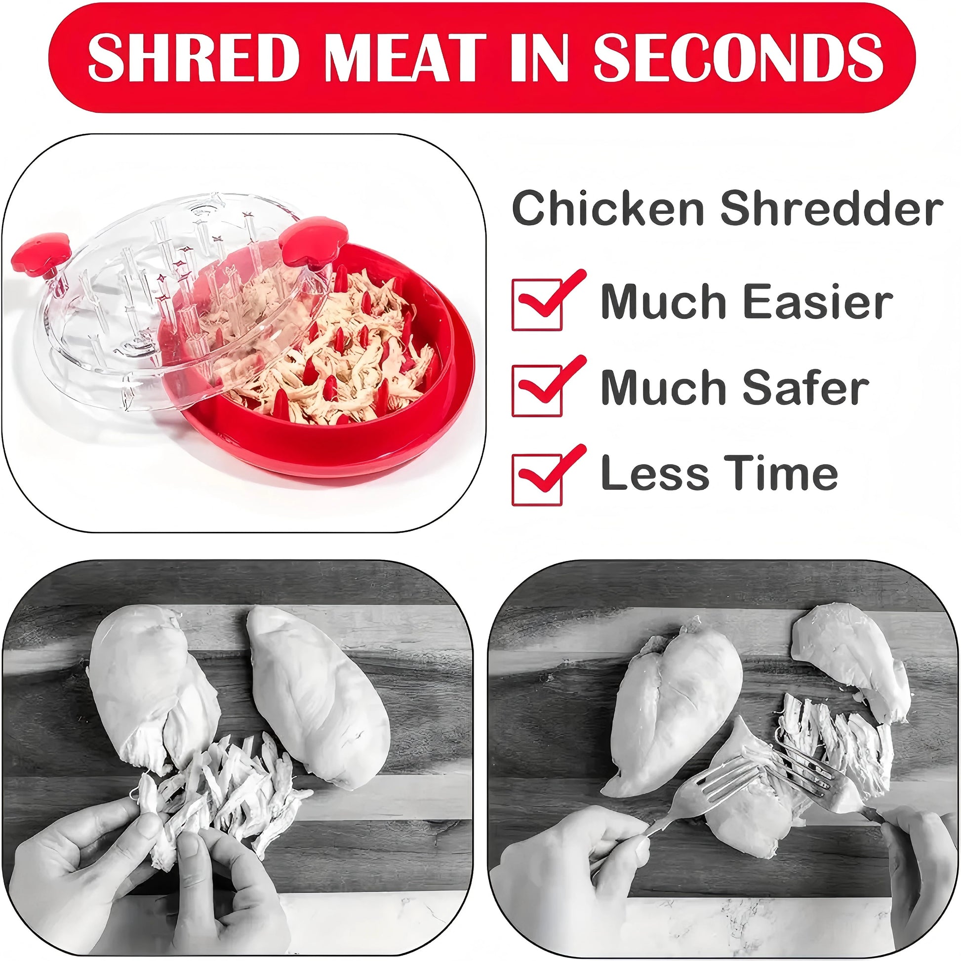 Chicken Shredder Tool, Visible Meat Shredder Twist Chopper, Chicken Grinder with Anti-Slip Strip Suitable for Beef Chicken