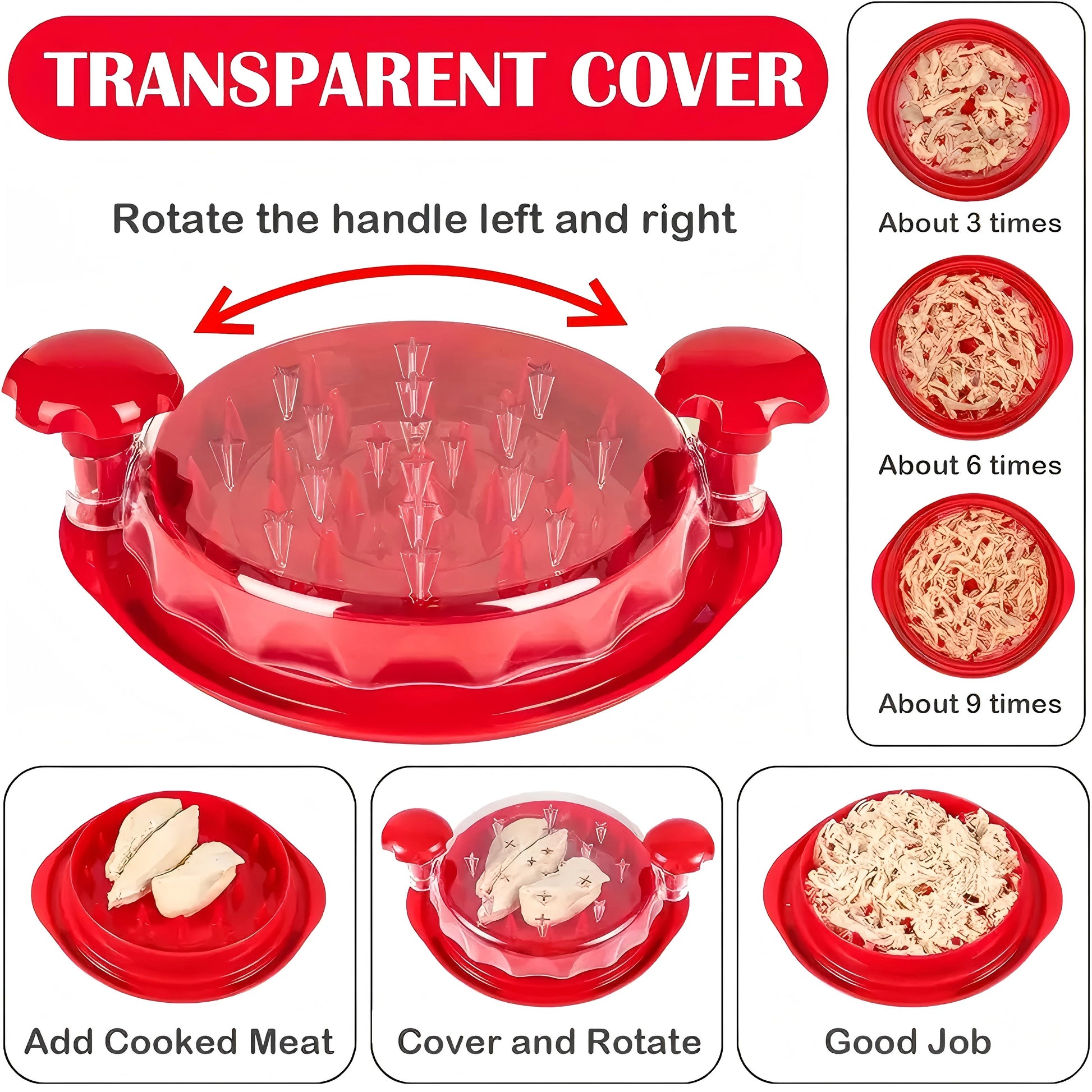 Chicken Shredder Tool, Visible Meat Shredder Twist Chopper, Chicken Grinder with Anti-Slip Strip Suitable for Beef Chicken